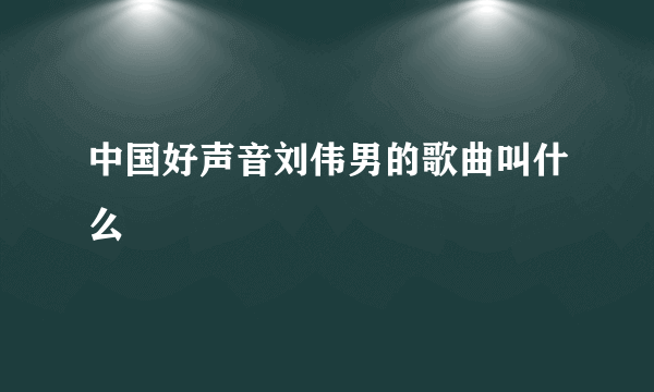 中国好声音刘伟男的歌曲叫什么