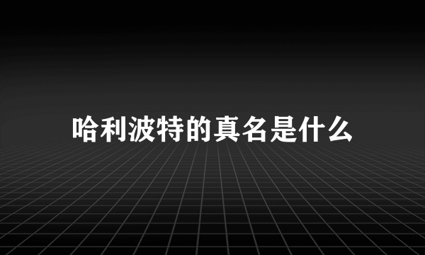 哈利波特的真名是什么