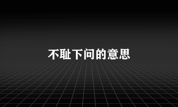 不耻下问的意思