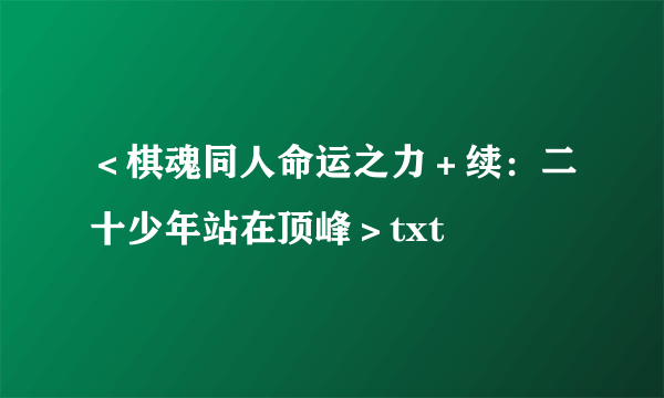 ＜棋魂同人命运之力＋续：二十少年站在顶峰＞txt