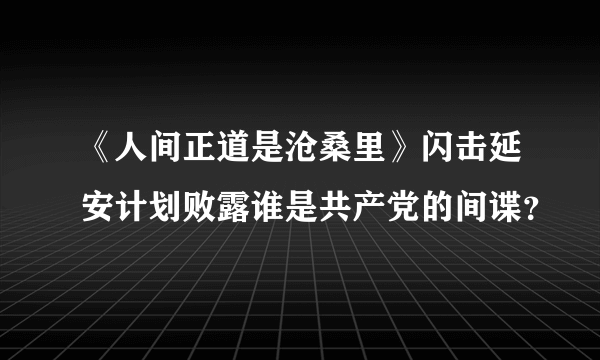 《人间正道是沧桑里》闪击延安计划败露谁是共产党的间谍？