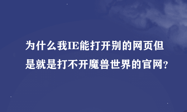 为什么我IE能打开别的网页但是就是打不开魔兽世界的官网？