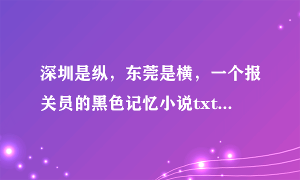 深圳是纵，东莞是横，一个报关员的黑色记忆小说txt全集免费下载