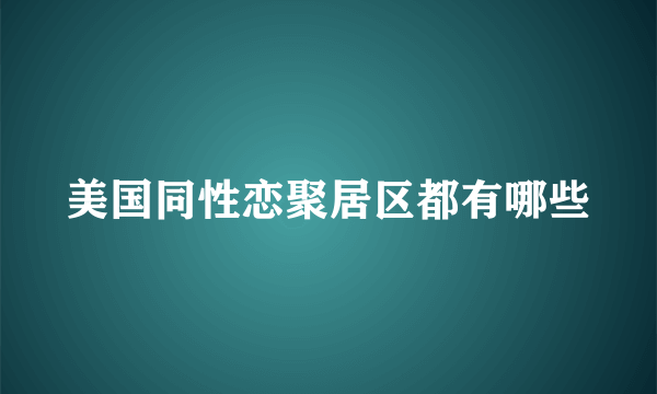 美国同性恋聚居区都有哪些