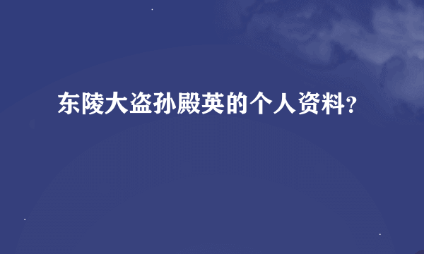 东陵大盗孙殿英的个人资料？