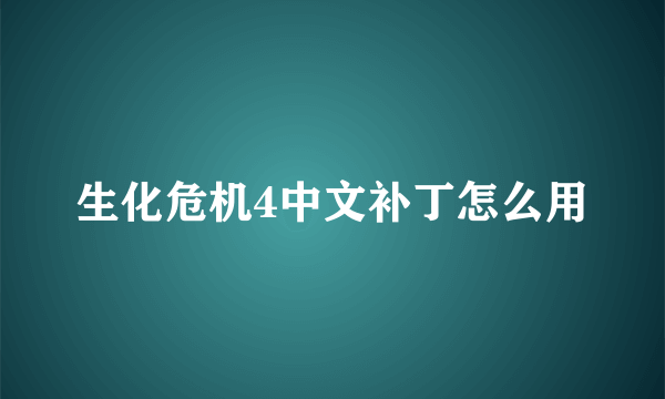 生化危机4中文补丁怎么用