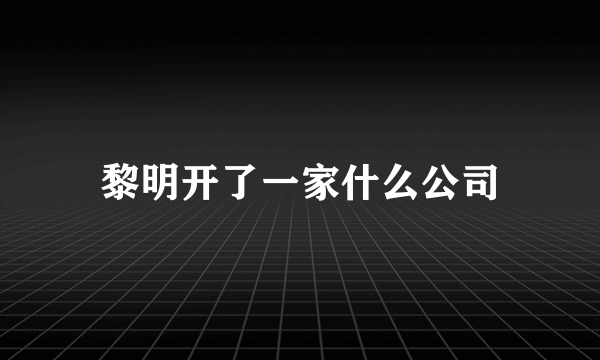 黎明开了一家什么公司