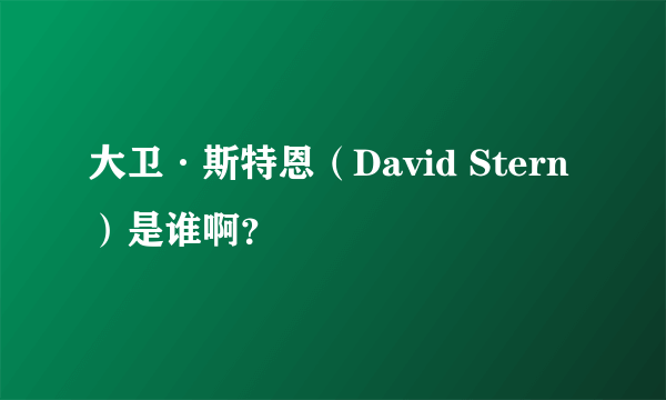 大卫·斯特恩（David Stern）是谁啊？