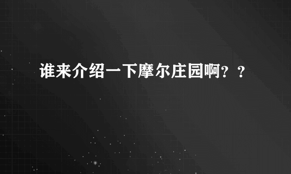 谁来介绍一下摩尔庄园啊？？