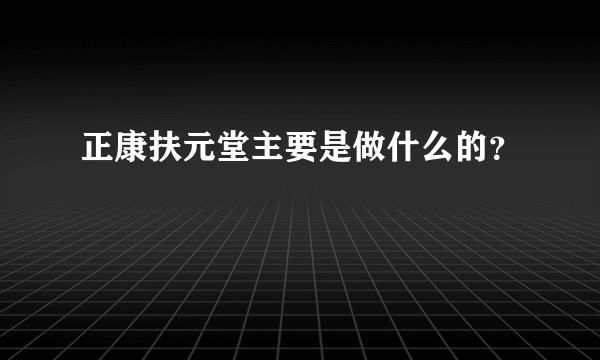 正康扶元堂主要是做什么的？