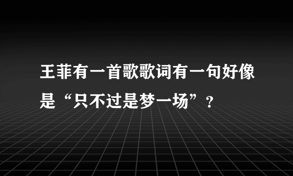 王菲有一首歌歌词有一句好像是“只不过是梦一场”？