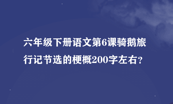 六年级下册语文第6课骑鹅旅行记节选的梗概200字左右？