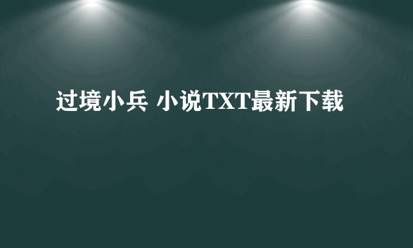 过境小兵 小说TXT最新下载