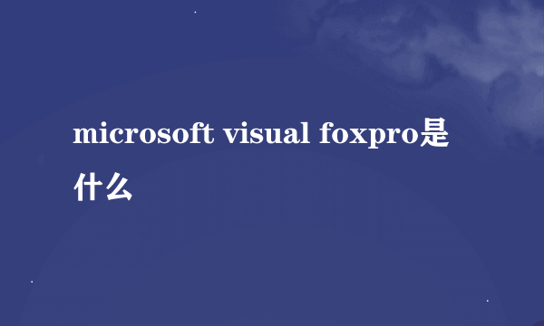 microsoft visual foxpro是什么