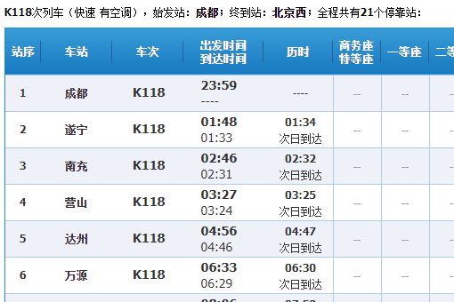 k118火车经过哪几个站