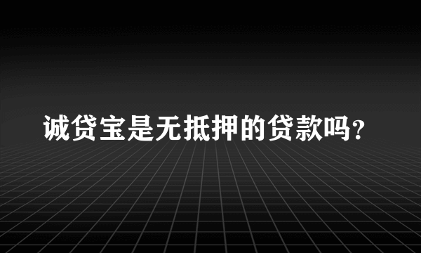 诚贷宝是无抵押的贷款吗？