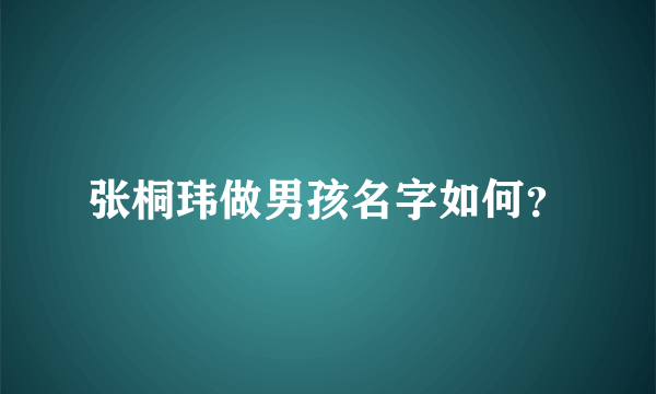 张桐玮做男孩名字如何？