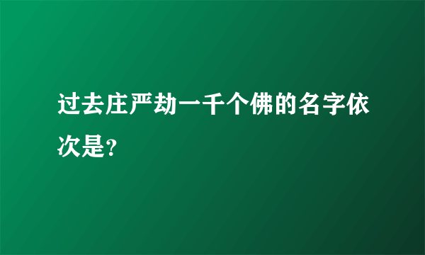 过去庄严劫一千个佛的名字依次是？