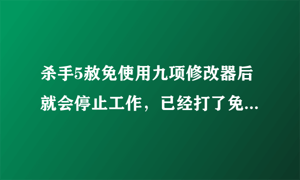 杀手5赦免使用九项修改器后就会停止工作，已经打了免steam补丁，怎么回事