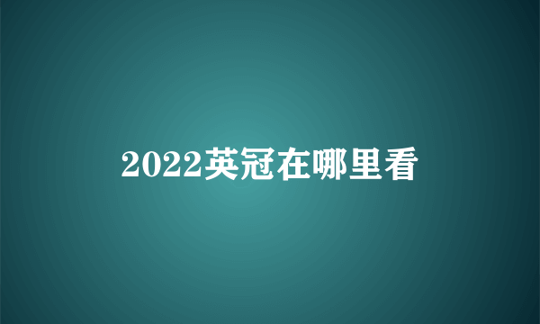 2022英冠在哪里看