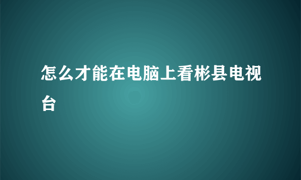 怎么才能在电脑上看彬县电视台