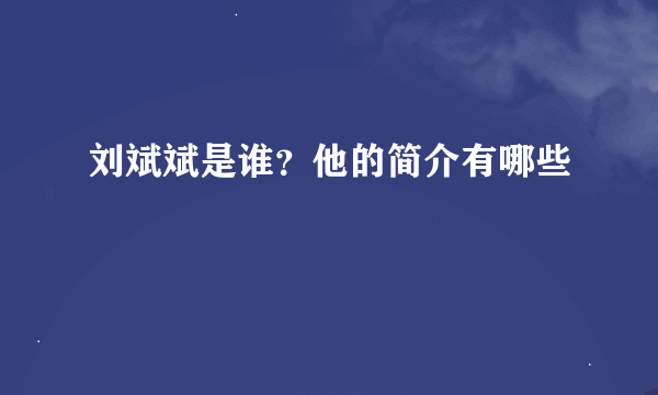 刘斌斌是谁？他的简介有哪些