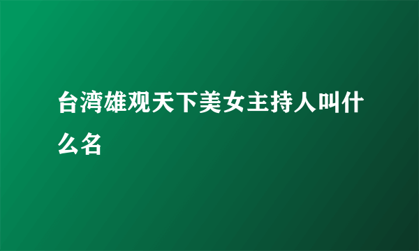 台湾雄观天下美女主持人叫什么名