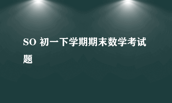 SO 初一下学期期末数学考试题