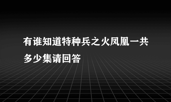 有谁知道特种兵之火凤凰一共多少集请回答