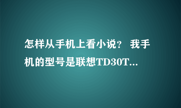 怎样从手机上看小说？ 我手机的型号是联想TD30T。说清楚用不用发什么短信，用不用交钱。