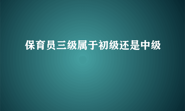 保育员三级属于初级还是中级