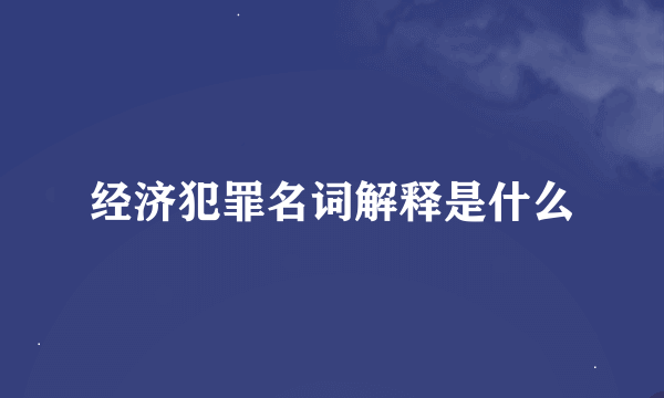 经济犯罪名词解释是什么