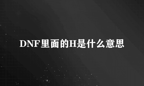 DNF里面的H是什么意思