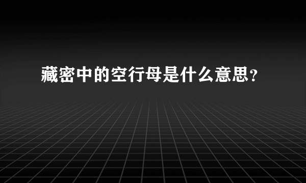 藏密中的空行母是什么意思？