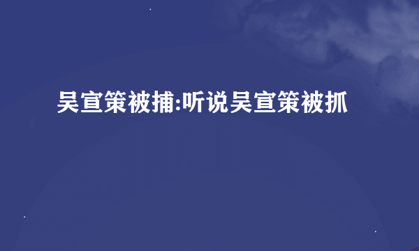 吴宣策被捕:听说吴宣策被抓