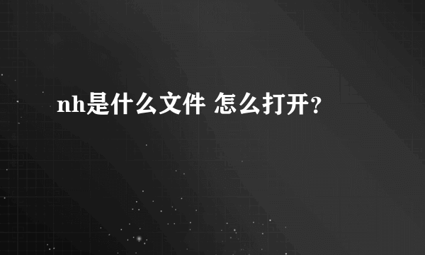 nh是什么文件 怎么打开？