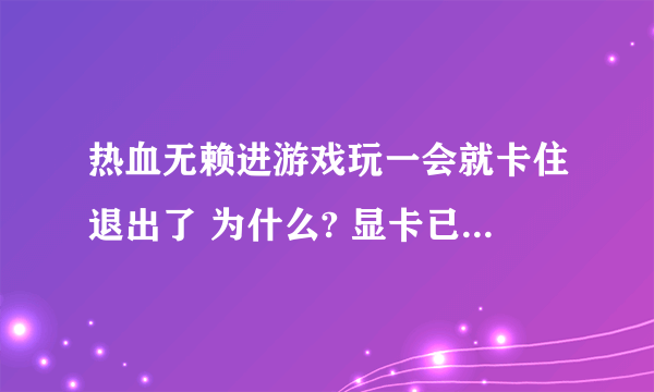 热血无赖进游戏玩一会就卡住退出了 为什么? 显卡已更新最新版本