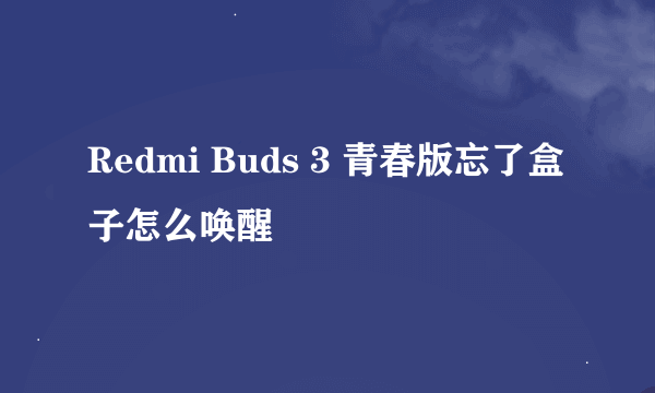 Redmi Buds 3 青春版忘了盒子怎么唤醒