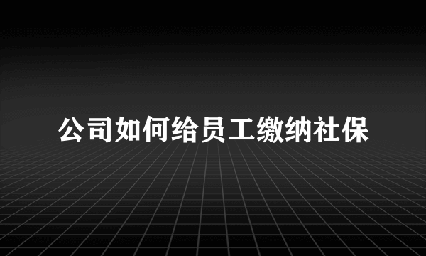 公司如何给员工缴纳社保