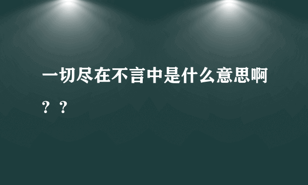 一切尽在不言中是什么意思啊？？