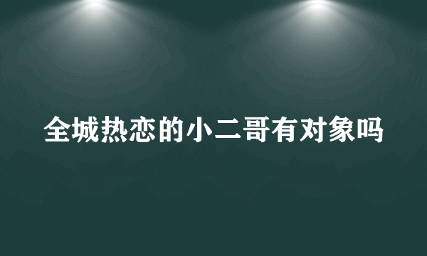 全城热恋的小二哥有对象吗