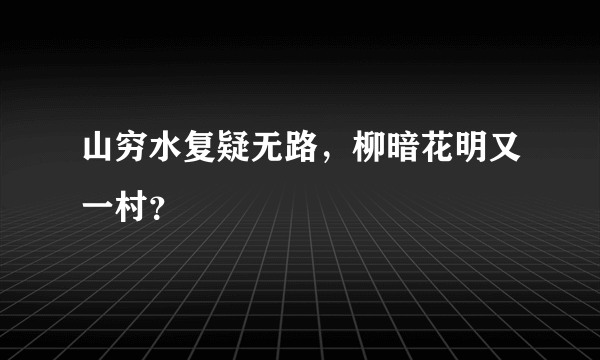 山穷水复疑无路，柳暗花明又一村？