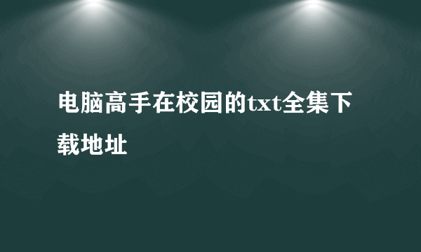 电脑高手在校园的txt全集下载地址