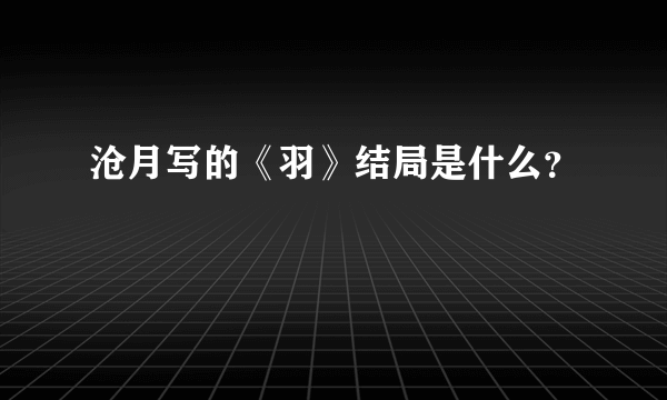 沧月写的《羽》结局是什么？