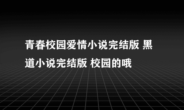 青春校园爱情小说完结版 黑道小说完结版 校园的哦