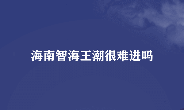 海南智海王潮很难进吗