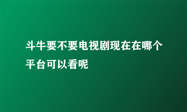 斗牛要不要电视剧现在在哪个平台可以看呢