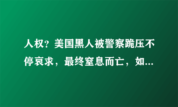 人权？美国黑人被警察跪压不停哀求，最终窒息而亡，如何评价？