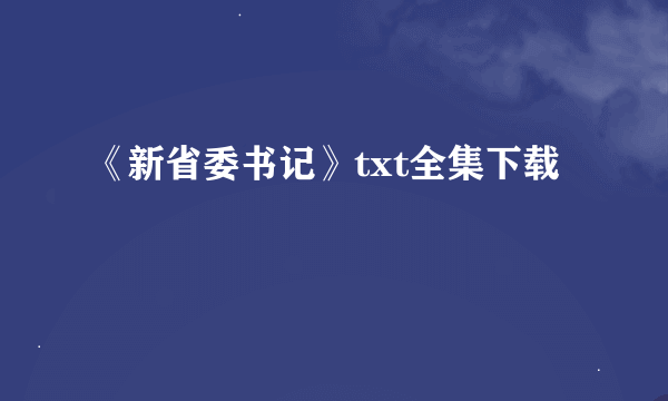 《新省委书记》txt全集下载