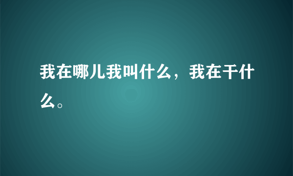 我在哪儿我叫什么，我在干什么。